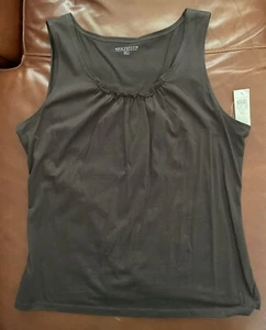 NEW! ANN TAYLOR Brown Sleeveless Top Blouse Pima Cotton Knit Scoop-neck XL NWT - Picture 1 of 4