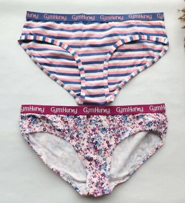 2 Pack Women Briefs Striped&Floral Cotton Underwear hipster knickers Panties S - Image 1 of 4