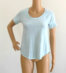 GAP Thick & Soft Short Sleeve Aqua T-Shirt Textured Scoop Neck Round Hem XS EUC - Picture 1 of 9
