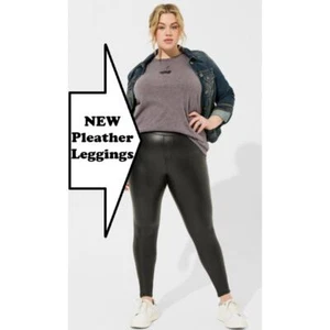 NEW Torrid 3X 22W 24W Faux Leather Pleather LEGGINGS Black Pull-On Stretch  - Picture 1 of 10