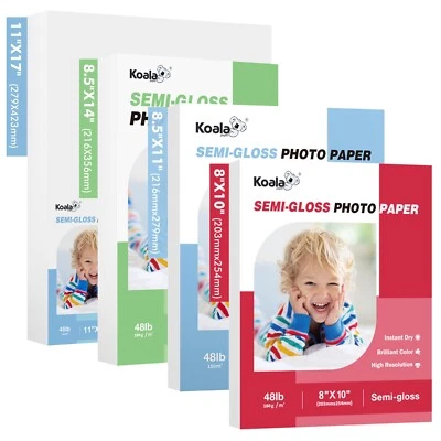Lot 100-300 Ct Koala 48lb Photo Paper 8.5x11 8x10 11x17 Semi-gloss Inkjet Laser - Image 1 of 4