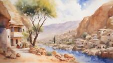 Atakor Algeria Watercolor Painting Country City Art Print