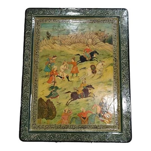 The Great Moghuls Antique Lacquer Painting READ!! - Picture 1 of 13
