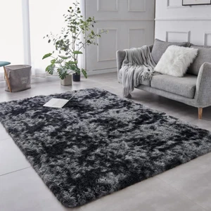 TABAYON Shag Area Rug, 5x7 Ft Tie-Dyed Dark Grey Feet, B-dark  - Picture 1 of 6