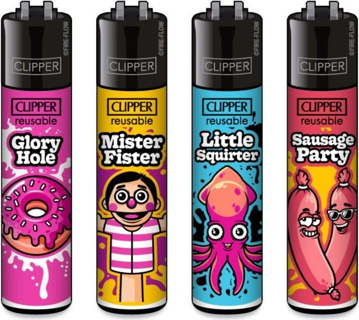 CLIPPER Classic Mehrweg Feuerzeug - 4er Set - "PORN SLOGAN 6" - NEU - CL148