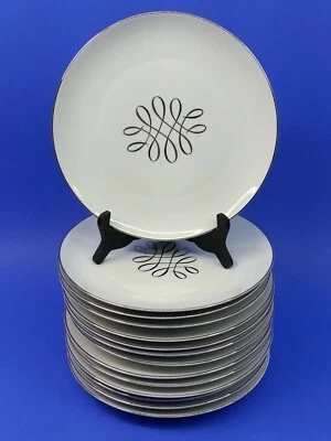 14 Vintage  Mid Century Modern Heinrich Anmut Bavaria Swirl Dinner Plates - Image 1 of 4