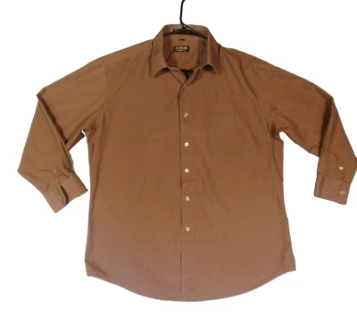 Milani Mens Collared Long Sleeve Button Shirt Single Needle Brown 16 1/2 32/33 - Image 1 of 4