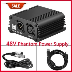 Channel 48V Phantom Power Supply with USB Cable XLR Microphone - Picture 1 of 11