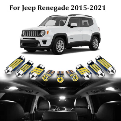 13X White Interior LED Lights Package Kit for 2015 - 2021 2022 Jeep Renegade - Imagem 1 de 4