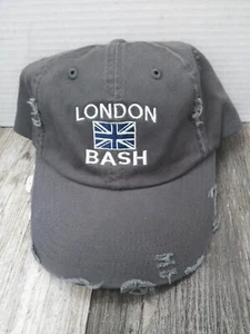 LONDON BASH Embroidered Ball Cap Gray Hat Adjustable District Distressed (NEW) - Picture 1 of 6