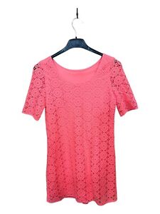 Girls Lilly Pulitzer Little Topanga Coral Crochet Lace Short Sleeve Dress Sz  XL