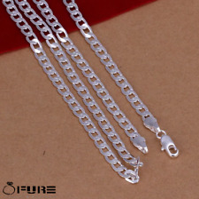 4mm Short Long 925 Sterling Silver Filled Diamond Cut Curb Chain Necklace 16-30"