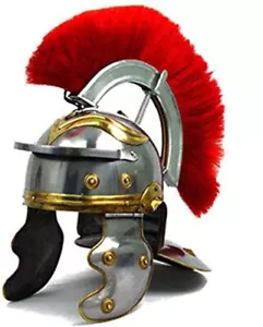 Men's Roman Centurion Helmet Armor Red Plume| Medieval Metal Replica Helm| - Picture 1 of 13
