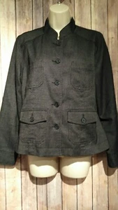 Sigrid Olsen Women's Black Button Front Career Jacket Blazer Size 12 Petite - Picture 1 of 9
