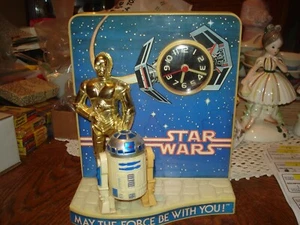 Vintage Bradley Star Wars C-3PO and R2-D2 Clock Runs - Picture 1 of 10