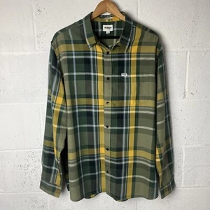 XL Extra Large Men’s Wrangler Long Sleeved Shirt With Pocket - Green And Yellow - Picture 1 of 15