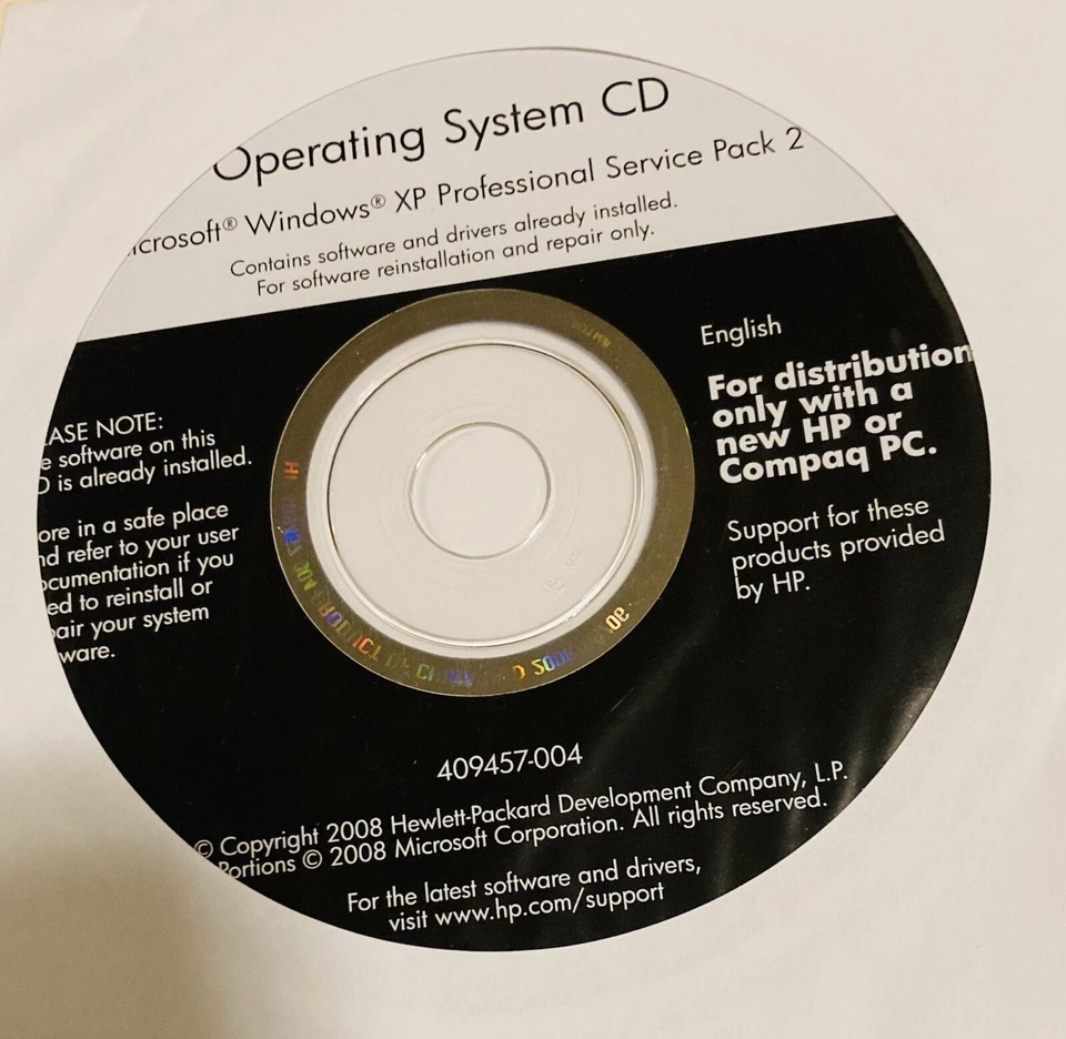 HP Compaq Windows XP Professional SP2 Service Pack 2, Operating System CD, NEW - Image 1 of 1