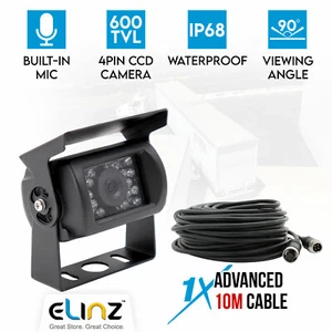 Elinz Reversing Camera Advanced 4PIN Cable CCD Night Vision MIC 600TVL Car Truck - Picture 1 of 8