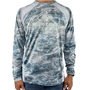 Mossy Oak Shirt Mens LS Fishing M Vented Tech Tee Upf 40+ Wicking Steelhead Nwt - Picture 1 of 8