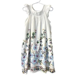 Isobella & Chloe Girls White Floral Embroidered Dress 6 Party Colorful Festive - Picture 1 of 7