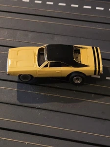 HO SLOT CAR AURORA T-JET - HUGE #1407 YELLOW CHARGER BLACK STRIPE - Picture 1 of 4