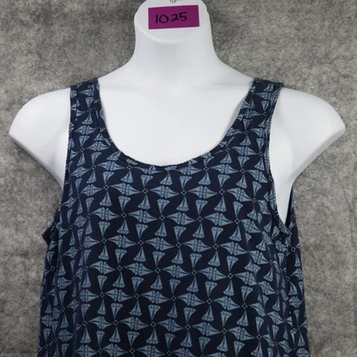 Fresh Produce Dress Womens Large Blue Geometric Cotton Tank Pockets Made USA - Image 1 of 4