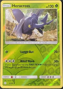 Heracross 9/236 Sm-Cosmic Eclipse Reverse Holo - Carta Pokémon - Imagen 1 de 2