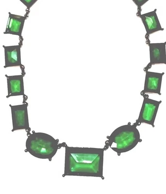  Audaz Collar Grande Grueso Plástico Tono Esmeralda Formas Verde Oscuro Metal Negro  Foto 1 de 2