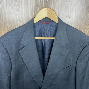 Jos A Bank Sport Coat Mens 40R Blue Multicolor Plaid Pure Wool Two Buttons USA - Picture 1 of 17