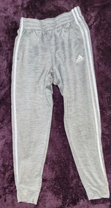 Boys Adidas Pull On Track Pants Gray With White Stripes Size Large 14/16 - Picture 1 of 3