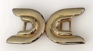 Vintage Gold-Tone Belt Buckle 2 Piece Form DC shaped Pre Owned 80s Accessories  - Picture 1 of 5