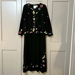 Vintage Michael Simon Lite Beach Day Matching Maxi Dress & Cardigan Women’s 1X - Picture 1 of 11