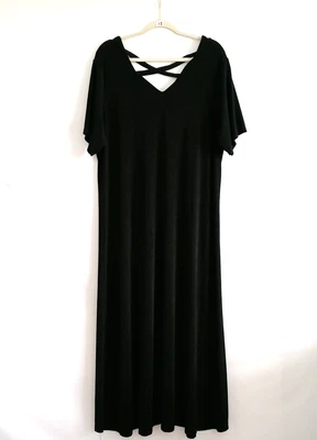 Vintage Roaman's Womens Black V-Neck Criss Cross Back Swing Dress XL - Image 1 of 4