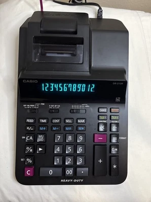 Casio DR-210R Heavy-Duty Desktop Printing Calculator 12-Digit Display TESTED - Image 1 of 3