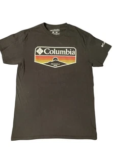 Columbia Hombres Calce Regular Negro Manga Corta Gráfico Camiseta Camisa Talla Pequeña - Imagen 1 de 6