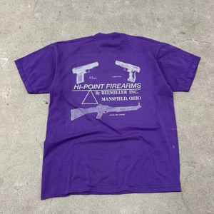 T-shirt vintage armi da fuoco Hi-Point adulto L anni 90 viola C-9mm compatta .45 cal rara - Foto 1 di 7