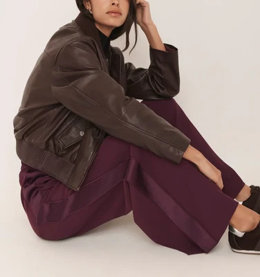 Womens Leather Jacket Burgundy Bomber Pure Lambskin Jacket Size S M L XL XXL - Image 1 of 4