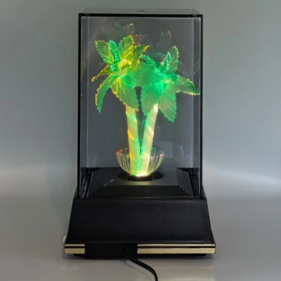 De Colección Fibra Óptica Palmeras Caja Lámpara Cambio de Color 1988 Hermosa 12 pulgadas Funciona Foto 1 de 4