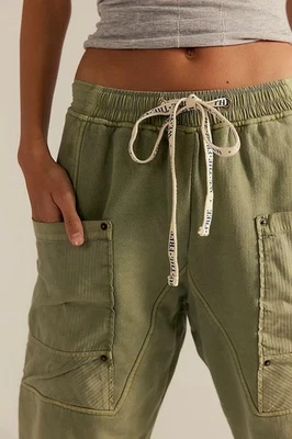 Pantalones de punto Free People We The Free Jet Set para mujer S verde aceite Gorpcore Athleisure Foto 1 de 4