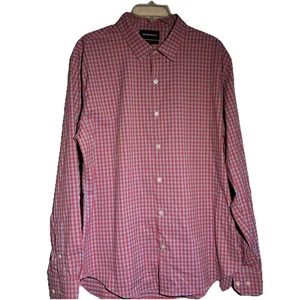 Bonobos Tech Button Down XL Slim Fit Langarm Hemd Neu ohne Etikett Blau und Rot Gingham - Bild 1 von 5