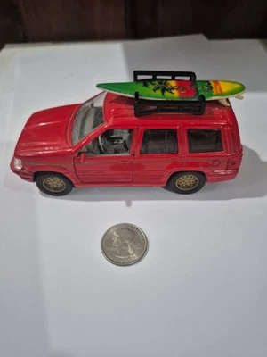 Jeep Grand Cherokee Red Diecast Pull Back Toy Car Key West Florida Surf Board - Image 1 of 4