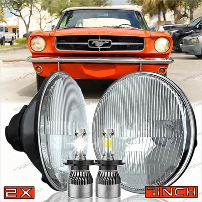 For Ford Mustang 1964-1984 7inch Round LED Headlights Hi/Lo & Turn Signal Lights - Image 1 of 4