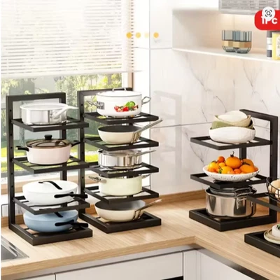 Organizador de cocina debajo del fregadero de acero inoxidable estante para olla ajustable de 3/4 capas 1 pieza Foto 1 de 4