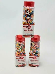 Betty Crocker Decorating Decors Rainbow Jimmies Sprinkles 1.75 Ounces LOT of 3 - Picture 1 of 2