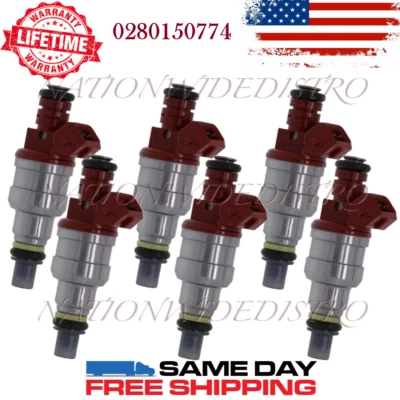 6x OEM Bosch Fuel Injectors for 92-00 Chrysler Dodge Plymouth 3.0L V6 0280150774 - Image 1 of 4
