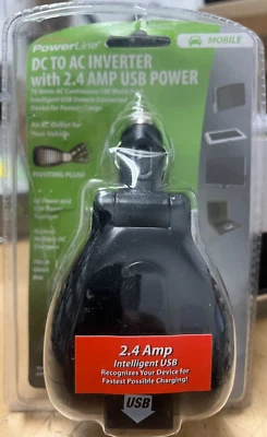 PowerLine DC to AC Inverter with 2.4 Amp USB Power For Your Vehicle - Image 1 of 2
