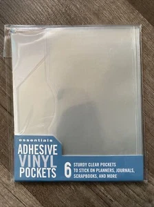Adhesive Vinyl Pockets 6 Sturdy Clear Pockets: 3 Rectangular, 3 Corner - Imagen 1 de 2