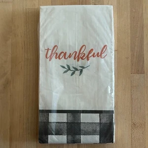 Thanksgiving Paper Napkin Guest Towel Thankful Buffet 20 Count 2 Ply Black White - Picture 1 of 3