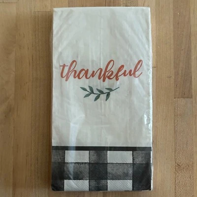 Thanksgiving Paper Napkin Guest Towel Thankful Buffet 20 Count 2 Ply Black White - Image 1 of 3