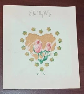 Greeting Card Valentine's Day to Wife Big 6"x7" Grass Valley CA Vintage 1947 - Bild 1 von 8